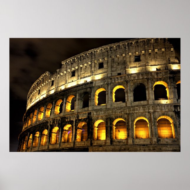 Póster Roma - Coliseo iluminado por la noche (Frente)
