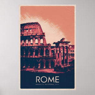 Póster Roma - Colosseo y ruinas