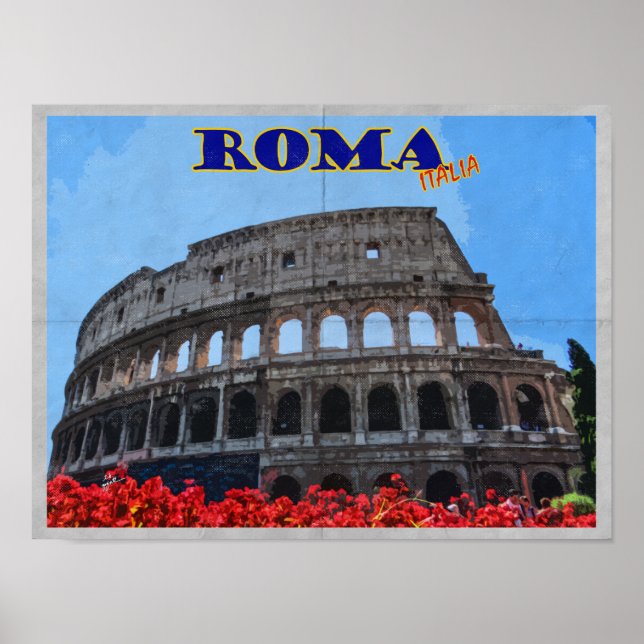 Póster Roma Colosseum Italia Viaje de época con problemas (Frente)
