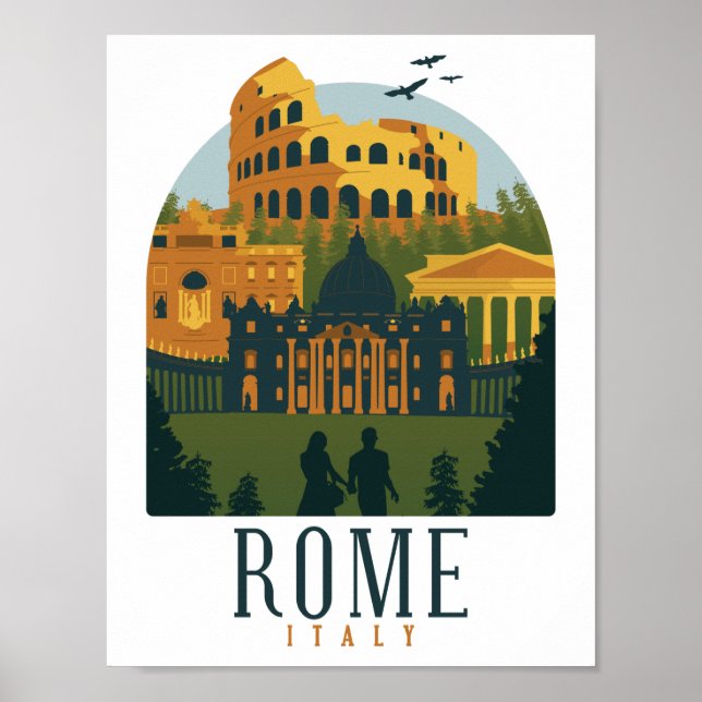 Póster Roma Colosseum Vintage (Frente)