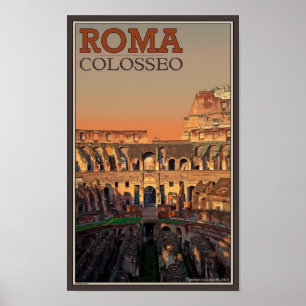 Póster Roma - Colosseum y la luna
