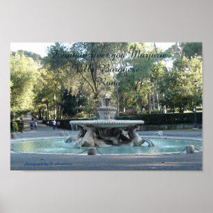 Póster Roma, Fuente, villa Borghese
