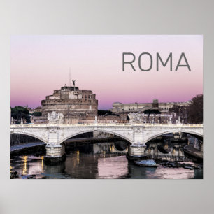 Póster Roma Italia Castel Sant'Angelo Puente Sunset