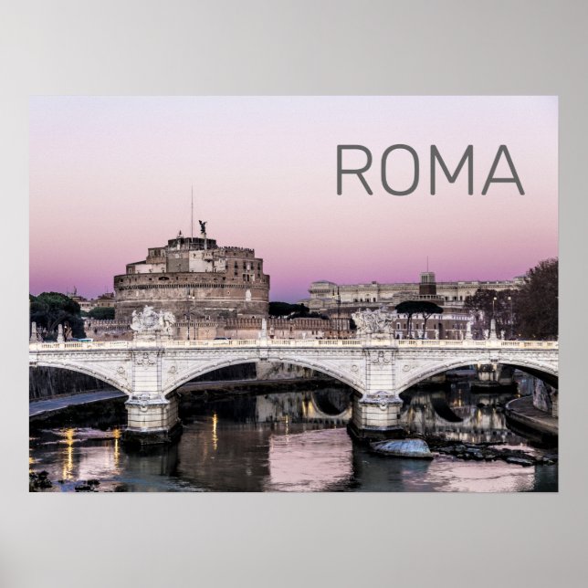 Póster Roma Italia Castel Sant'Angelo Puente Sunset (Frente)