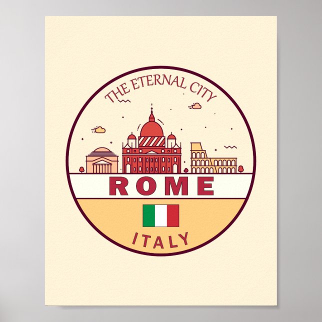 Póster Roma Italia City Skyline Emblem (Frente)