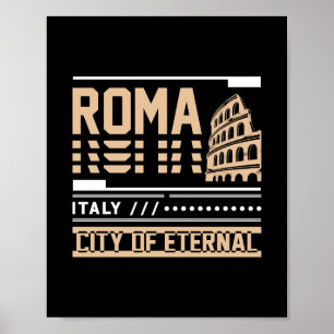 Póster Roma Italia Coliseo Diseño de viaje urbano retro
