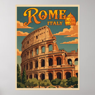 Póster Roma Italia Coliseo Viajes Antiguos