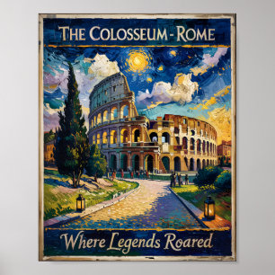 Póster Roma Italia Colosseum Starry Night Van Gogh
