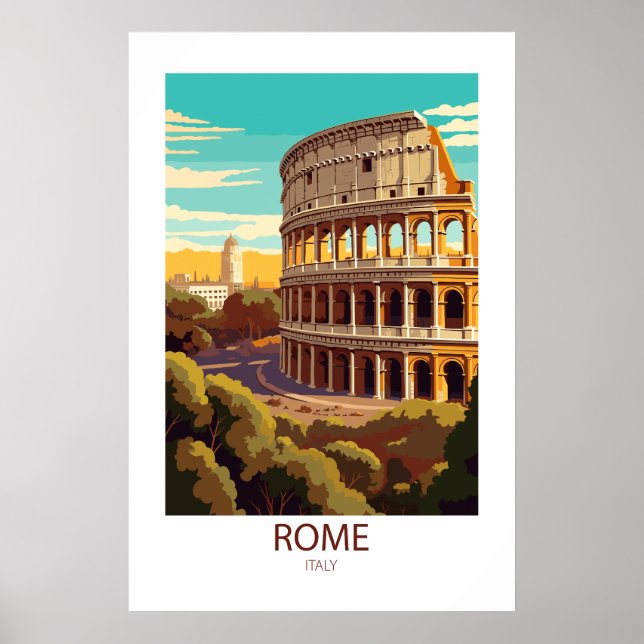 Póster Roma Italia Famosos Lugares de Viaje (Frente)