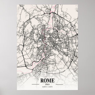 Póster Roma - Italia Mapa de la ciudad napolitana