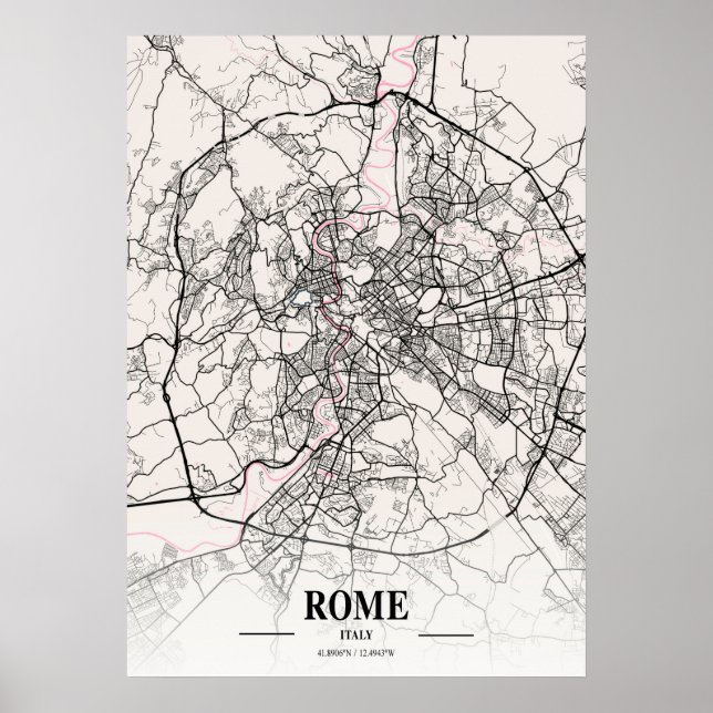 Póster Roma - Italia Mapa de la ciudad napolitana (Frente)