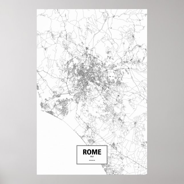 Póster Roma, Italia (negro sobre blanco) (Frente)