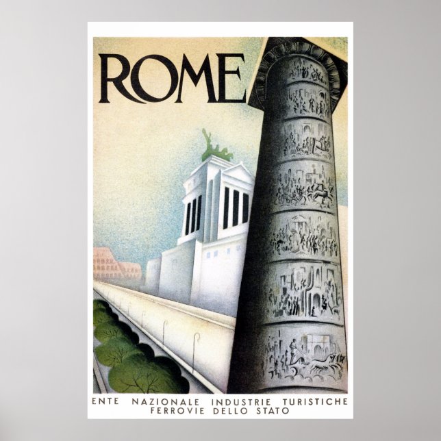 Póster Roma Italia Poster de Viajes Vintage restaurado (Frente)