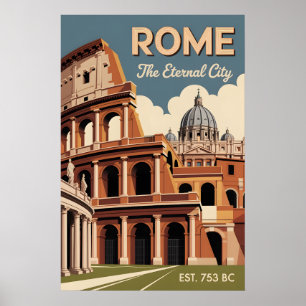 Póster Roma Italia Retrato de horizonte urbano de viaje