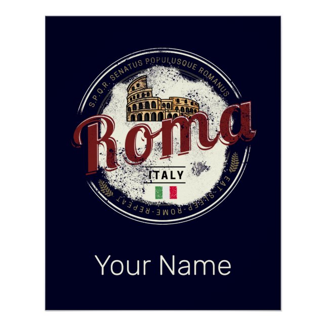 Póster Roma Italia Retro Colosseo Vintage (Anverso)