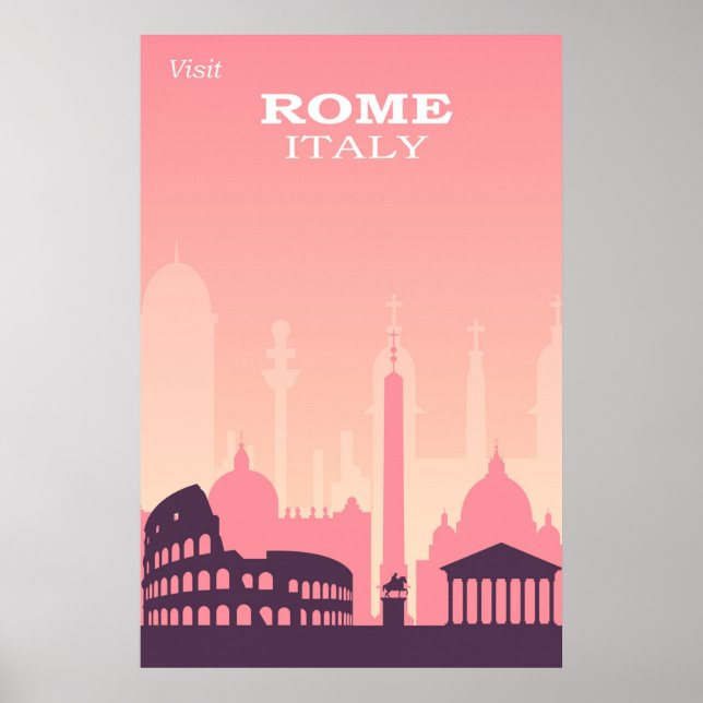 Póster Roma Italia Viaje de cosecha rosa (Frente)