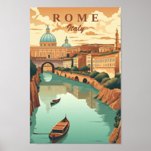 Póster Roma Italia Vintage Famoso lugar de viaje