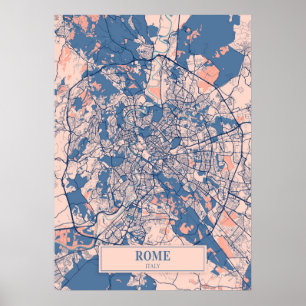 Póster Roma - Mapa de la ciudad de Breezy en Italia