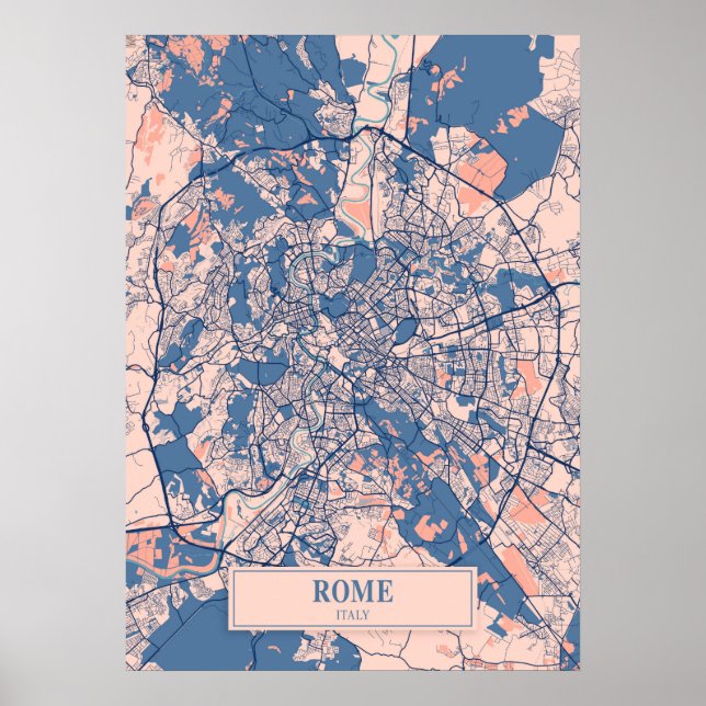 Póster Roma - Mapa de la ciudad de Breezy en Italia (Frente)