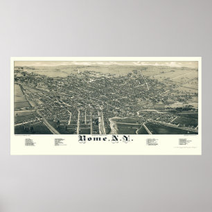 Póster Roma, Mapa Panorámico de Nueva York - 1886