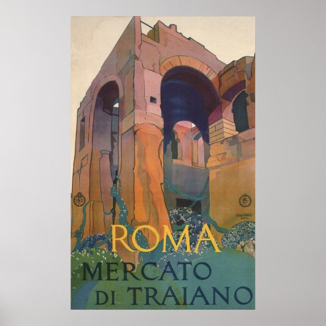 Póster Roma Mercato Di Traiano, ruinas viejas, viajes a I (Frente)