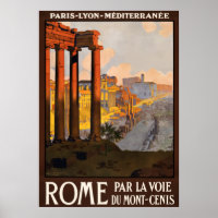 Roma, Roma, ruinas viejas, afiche de viajes de Ita