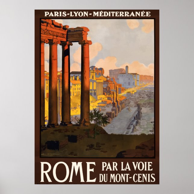 Póster Roma, Roma, ruinas viejas, afiche de viajes de Ita (Frente)