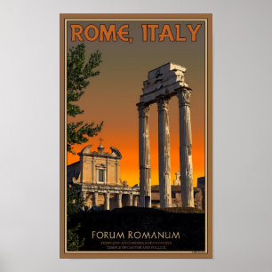 Póster Roma - ruinas del templo en el foro Romanum