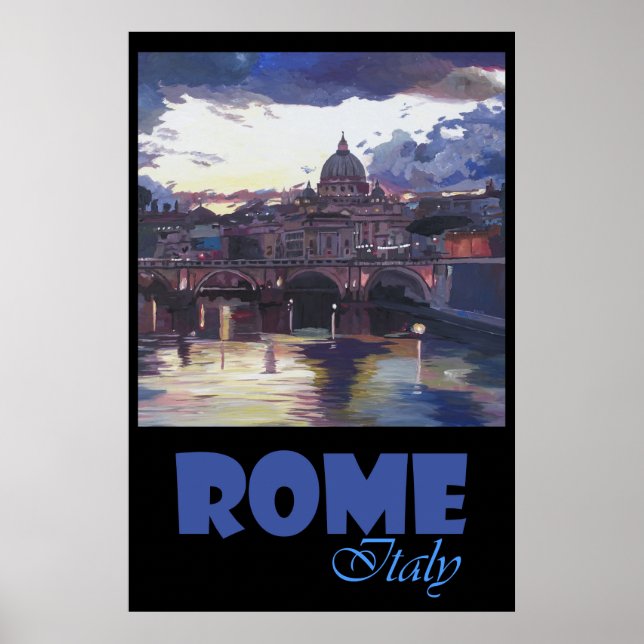 Póster Roma Vaticano Italia Retro Travel (Frente)