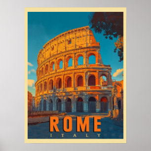 Póster Roma Vieja Italia: Colosseo y antiguas maravillas