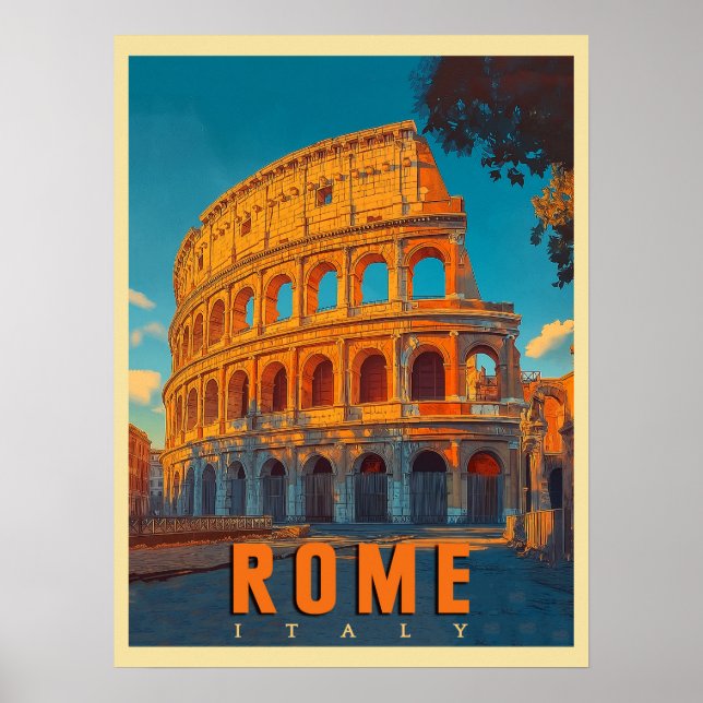 Póster Roma Vieja Italia: Colosseo y antiguas maravillas (Frente)