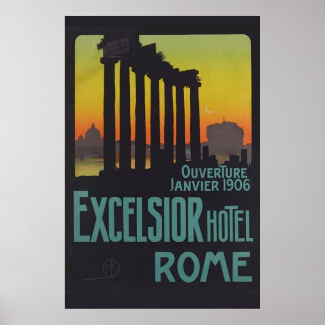 Póster Roma Vintage Italiano Afiche Excelcior Hotel (Frente)