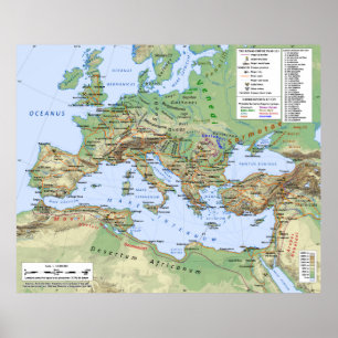 Póster Roman Empire Map During Reign of Emperor Hadrian