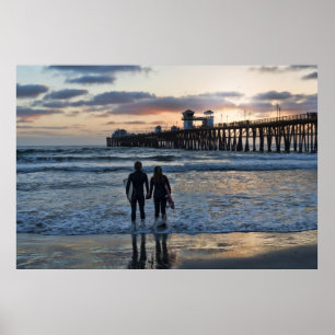 Póster Romance de la persona que practica surf