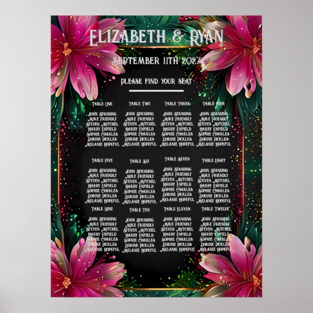 Póster Romance floreciente: un tema de Boda floral comple (Frente)