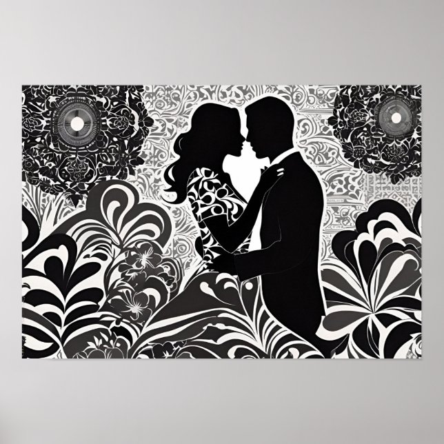Póster Romance moderno: Beso blanco y negro (Frente)