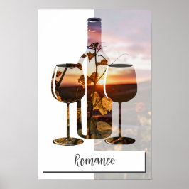 Póster Romance - Vino para dos al atardecer