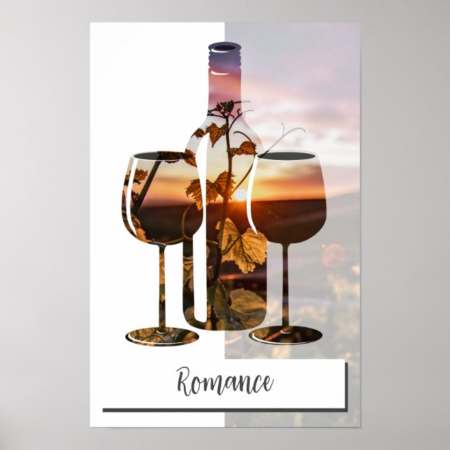 Póster Romance - Vino para dos al atardecer (Frente)