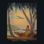 Póster Romance y progreso<br><div class="desc">Esta es una pintura del artista estadounidense Ruehl Frederick Heckman en 1939. Muestra a una mujer hawaiana,  por supuesto,  en un bote y el sobrevuelo es un avión. Hay palmeras y parece muy tranquilo.</div>
