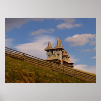 Póster Romania, Moldova, wooden Orthodox church