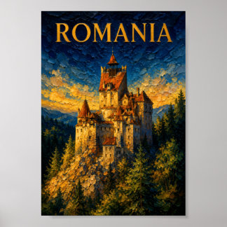 Póster Romania: Mystic Glow Bran Castle Art Souvenir