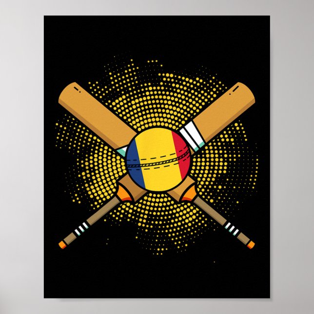 Póster Romanian Cricket Racket And Ll Flag Of Romania  (Frente)