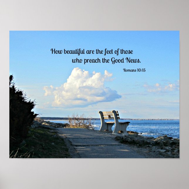 Póster Romanos 10:15 Qué hermosos son los pies... (Frente)