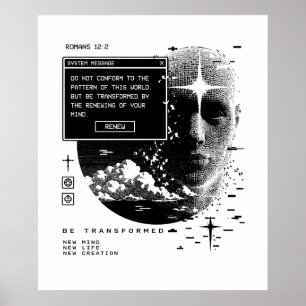 Póster Romanos 12:2 Renueva Tu Mente Alerta de Mensaje de
