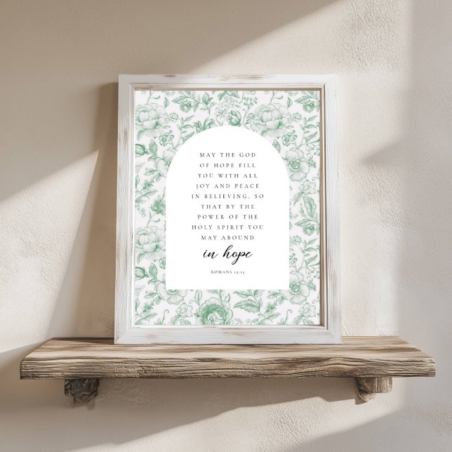 Póster Romanos 15:13 Arch Verde Chinoiserie Versículo Bíb (Subido por el creador)