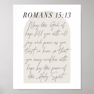 Póster Romanos 15:13 Guión mínimo de Boho Beige Arch