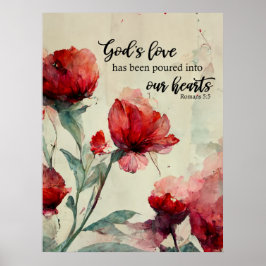 Póster Romanos 5:5 La Biblia de amor de Dios contra la Fl