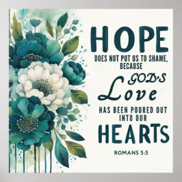 Póster Romanos 5:5 poster de pared de escritura cristiana
