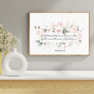 Póster Romanos 5:8. Verso de la Biblia floral