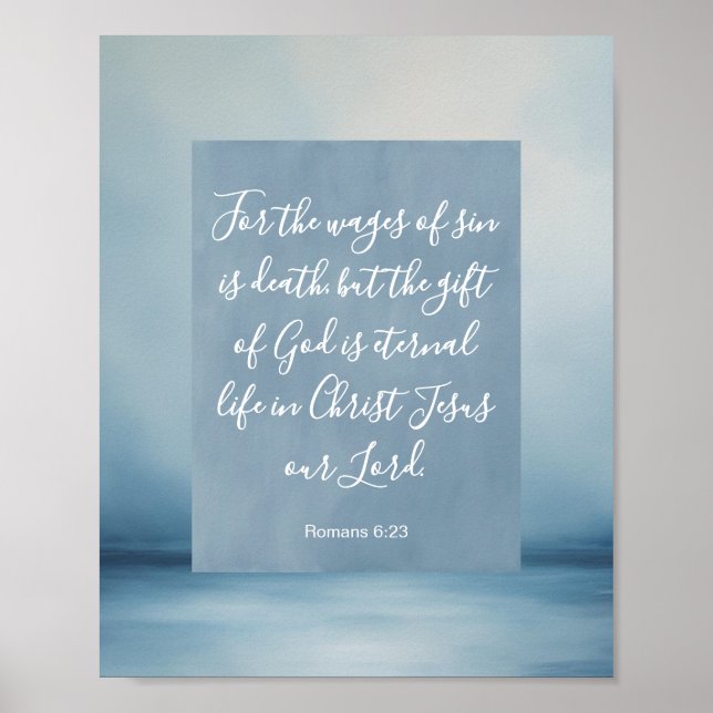 Póster Romanos 6:23 Versículo Bíblico Personalizable (Frente)